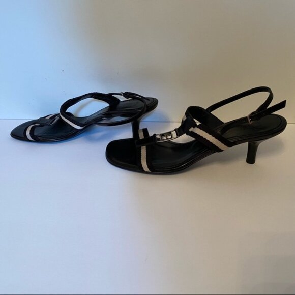 BALLY SHOES SANDALS HEELS BLACK LEATHER T ANKLE STRAPS SIZE 38.5 EU ITALY - Picture 7 of 11